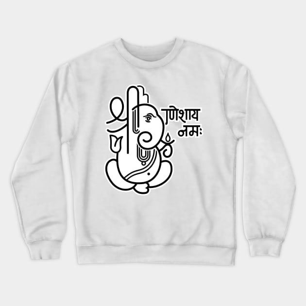 Ganesh Ganesa Ganapati Elephant 5 (black white) Crewneck Sweatshirt by Mystic-Land